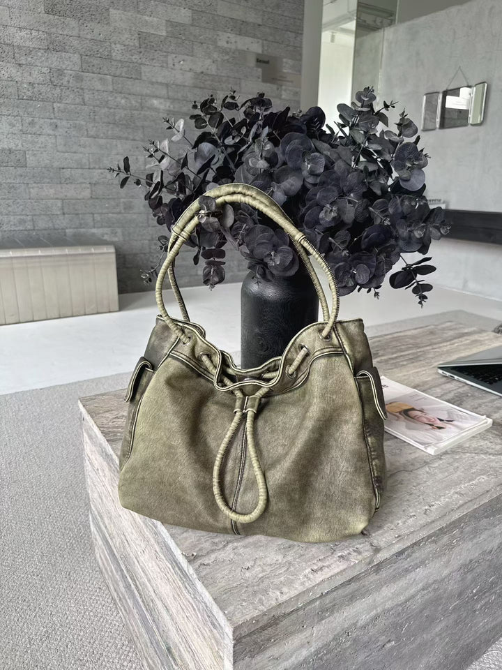 Distressed Leather Slouchy Tote
