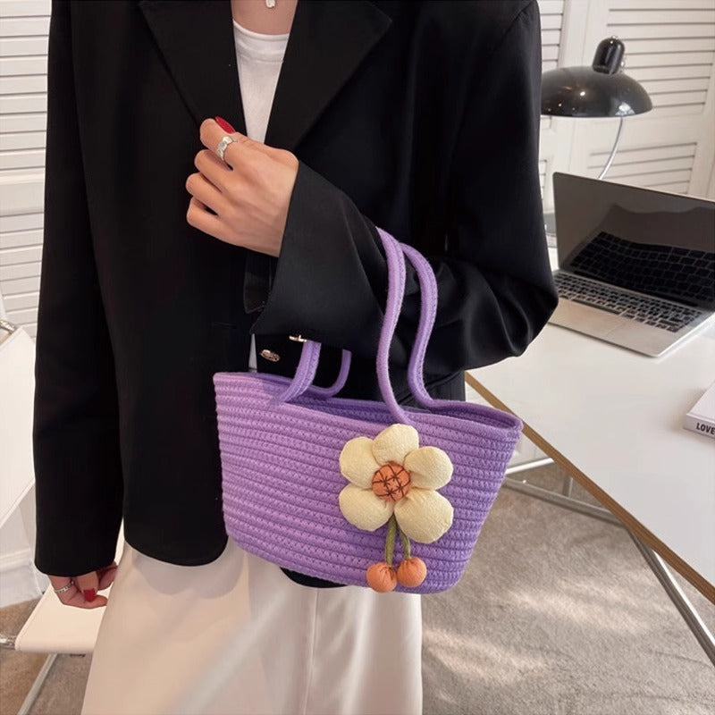 Decorative Woven Straw Tote Kalsten