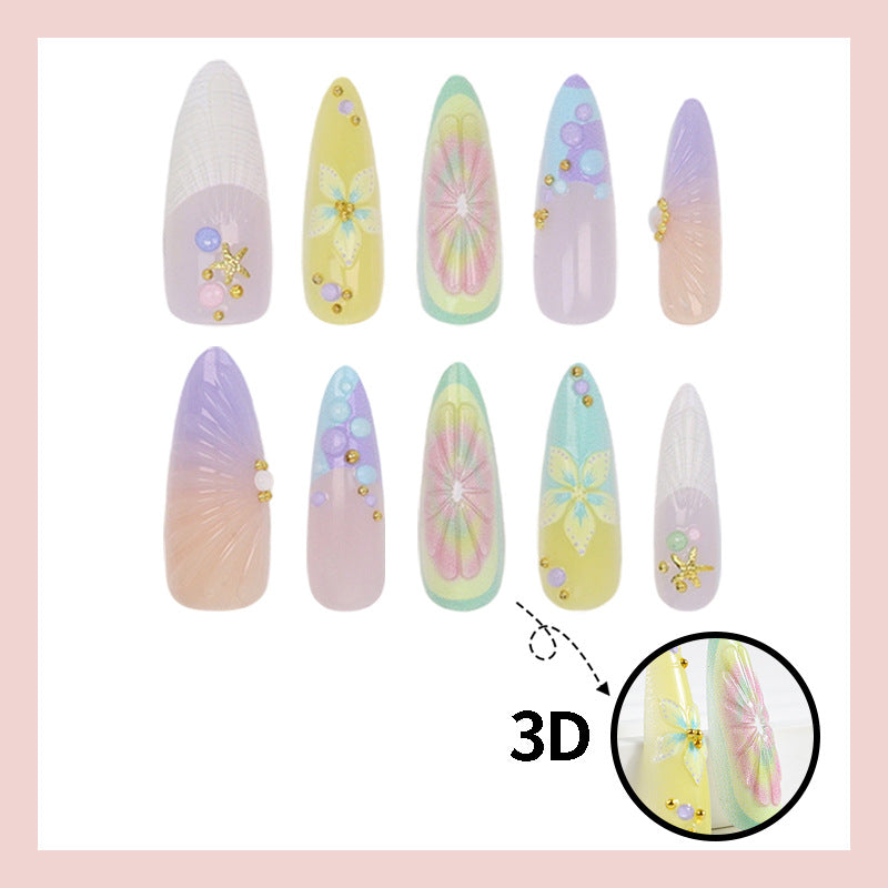 Artificial nail set with creative flower and glitter details Kalsten