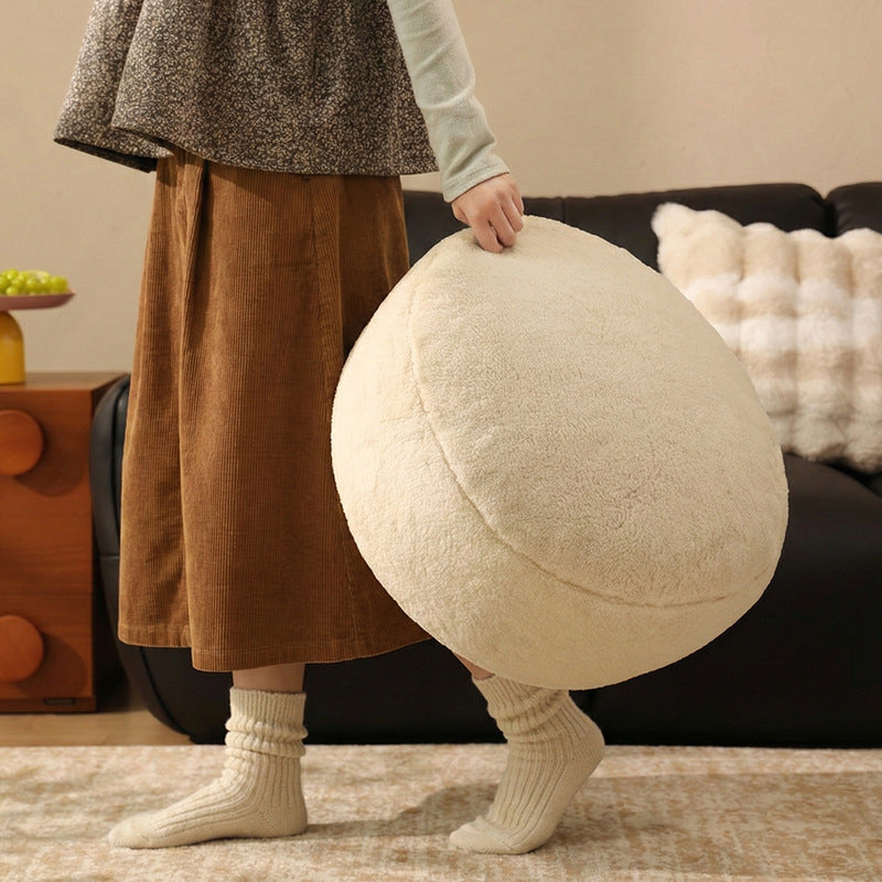 Round filled seat pouf made of cuddly teddy plush with a shape-stable core Kalsten