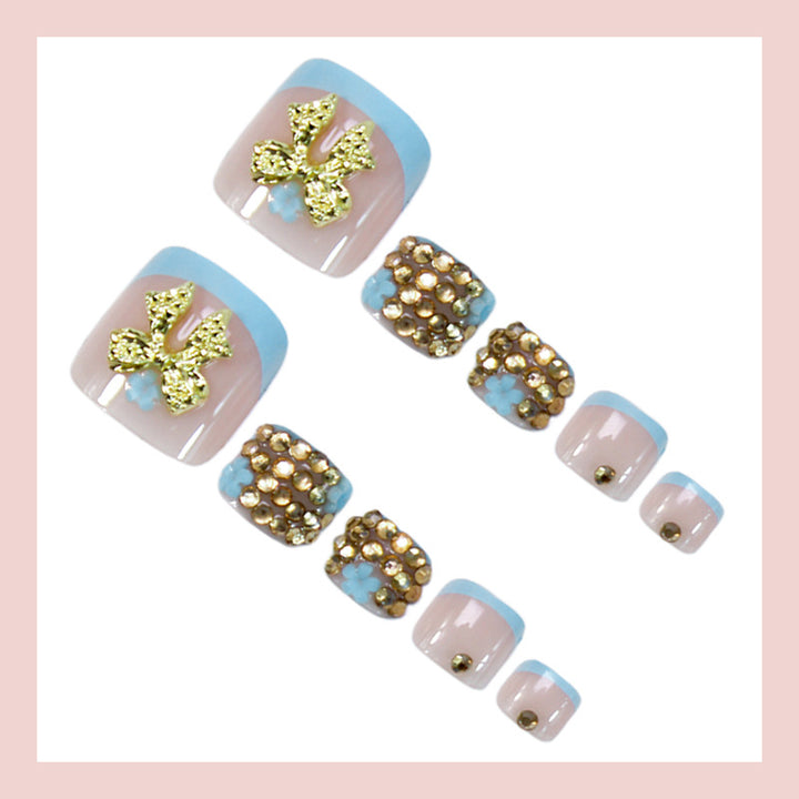 Art nail set with glamorous flower and glitter decorations Kalsten