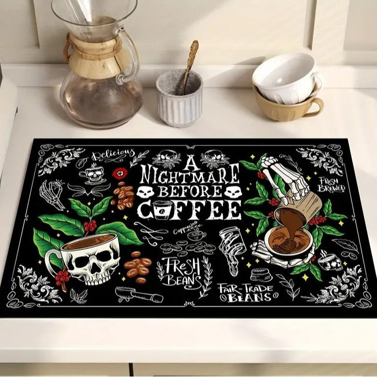 Coffee-Themed Decorative Kitchen Mat