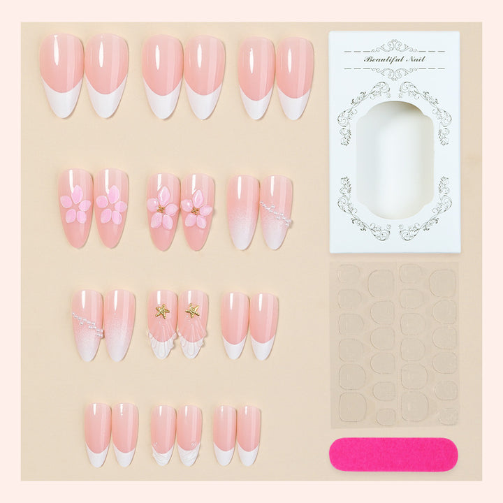 Artificial nail set with elegant floral and glitter accents Kalsten