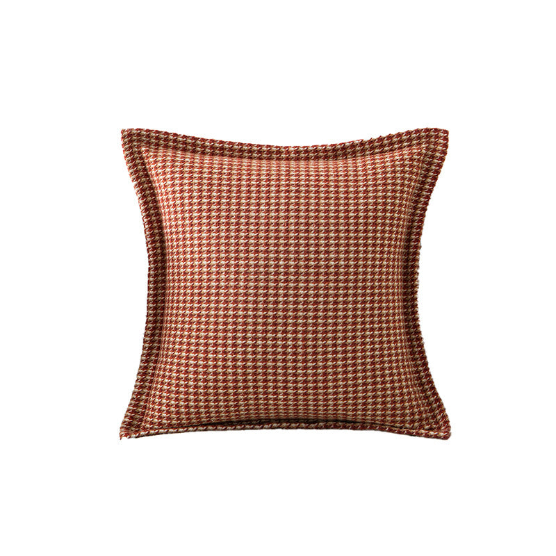 Decorative Houndstooth Textured Throw Pillow Cover with Piped Edge