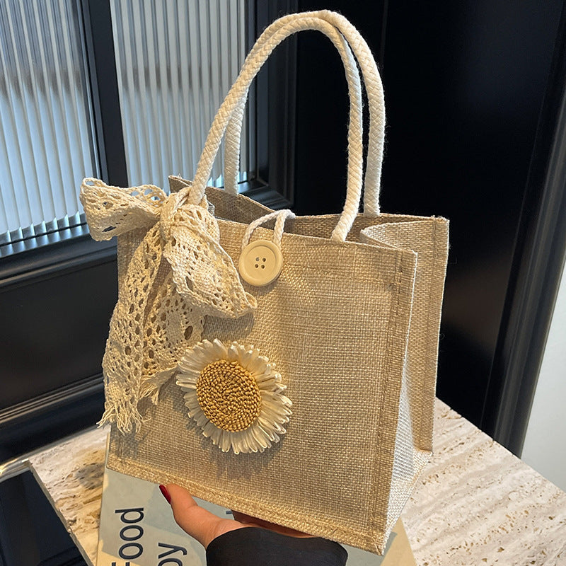 Elegant Floral Accent Handcrafted Tote