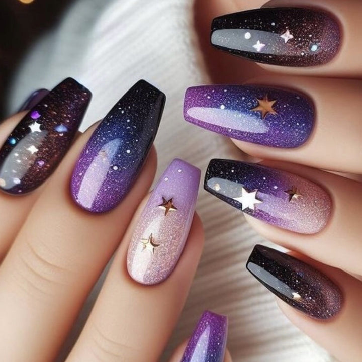 Galaxy-Inspired 3D Nail Art Extensions Kalsten