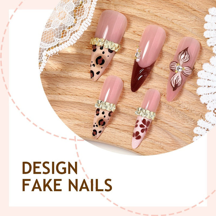 Elegant artificial nail set with 3D flowers and luxurious accents Kalsten