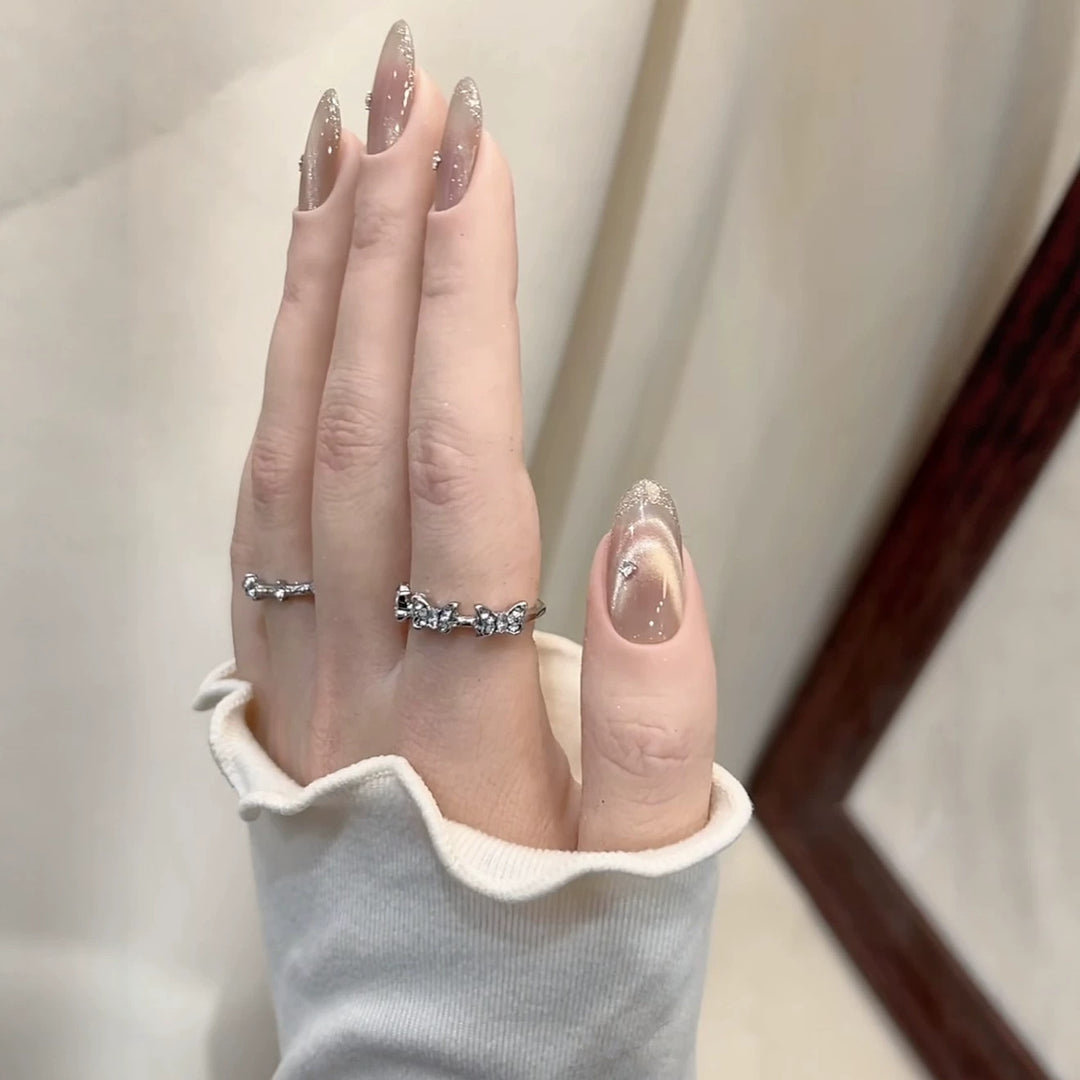Glittery Stiletto Press-On Nail Extensions