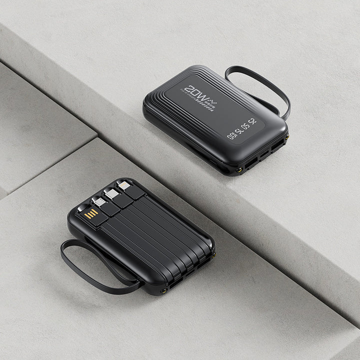 Portable power bank with integrated cable system and LED display Kalsten