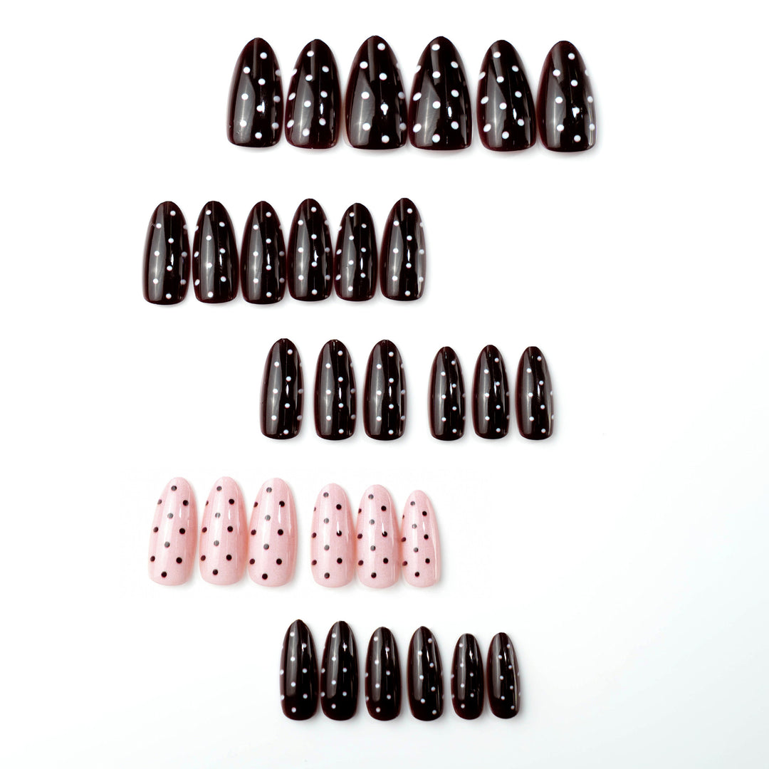 Artistic Press-On Nail Art Set with Dotted Design