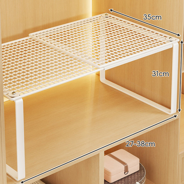 Adjustable Expandable Mesh Closet Shelf Riser with Sturdy U-Leg Support