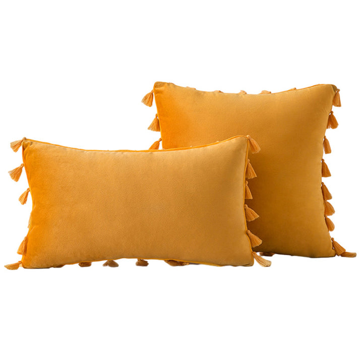 Velvet Tassel-Trim Square and Lumbar Decorative Pillow Set