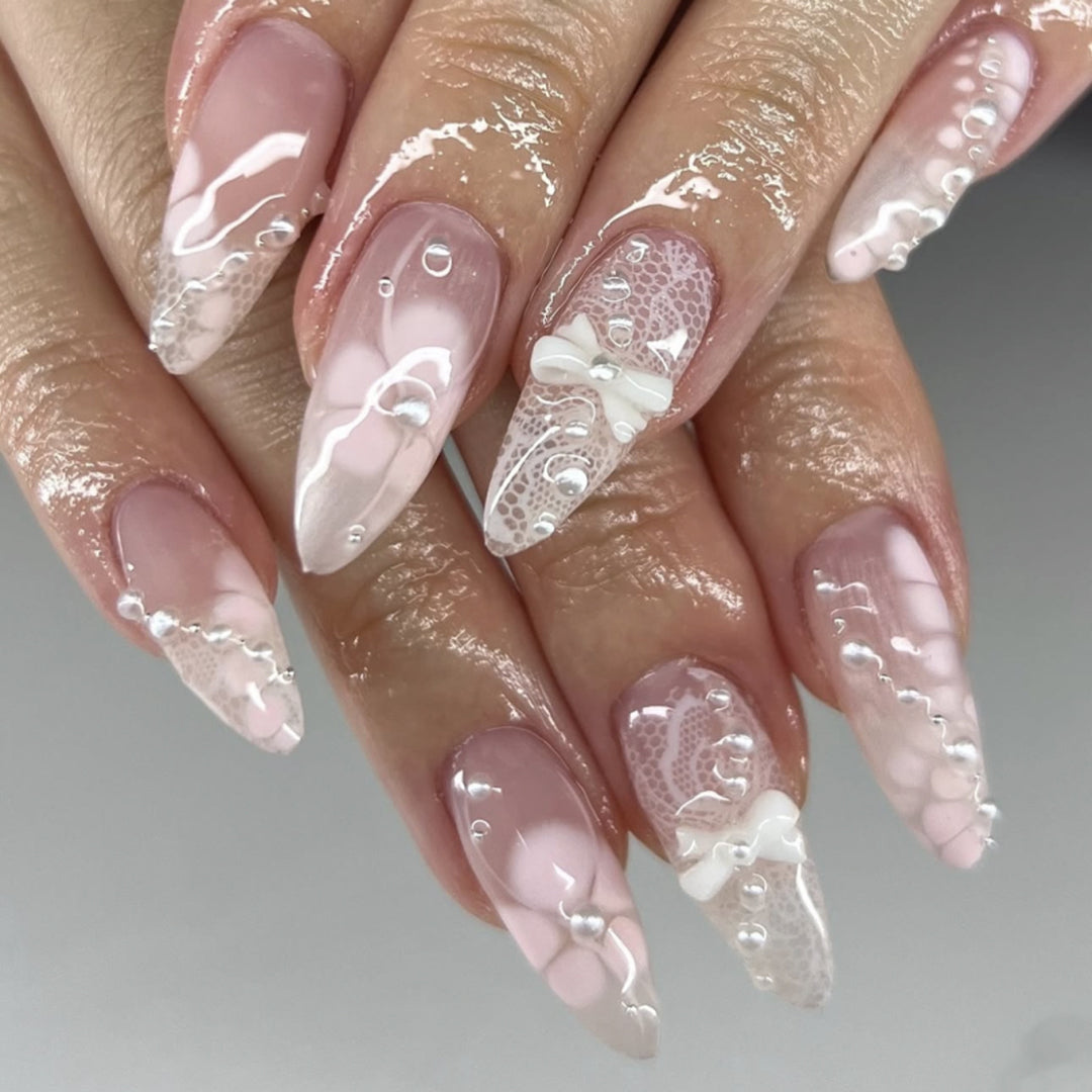Artful Nail Extensions with Delicate Accents Kalsten