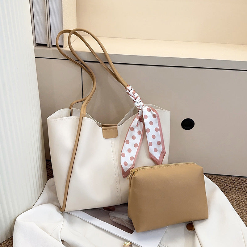 Elegant Tote Bag with Detachable Scarf