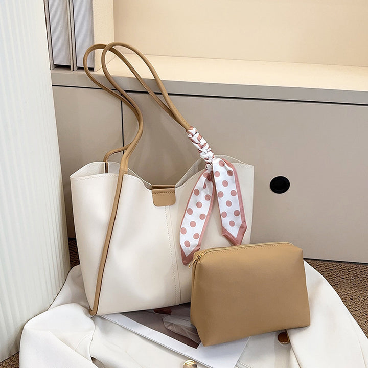 Elegant Tote Bag with Detachable Scarf