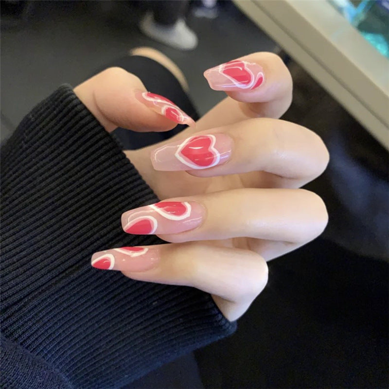 Heart-Designed Press-On Nail Set Kalsten