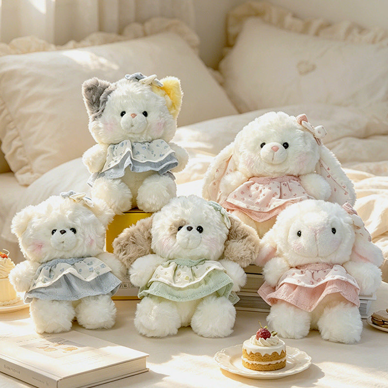 Plush Bunny Dress-Up Sitting Cuddler with Floppy Ears and Embroidered Face Kalsten