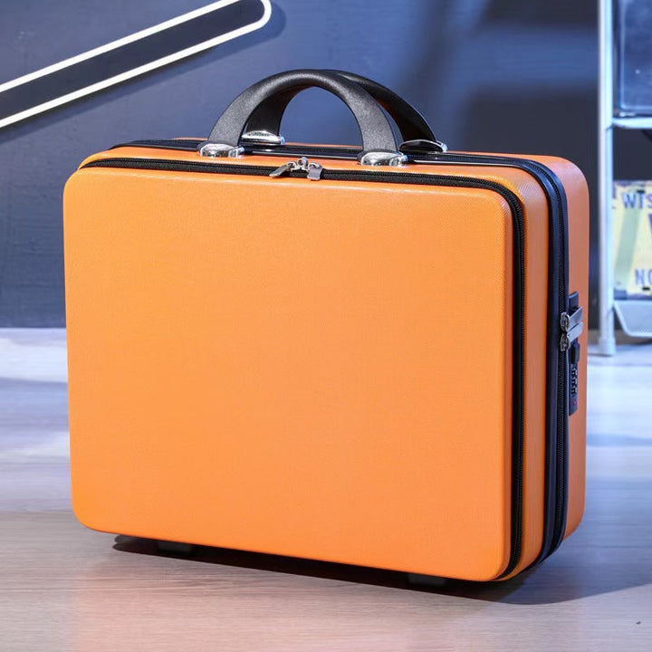 compact hard-shell travel vanity makeup case with TSA combination lock and dual-zip compartments Kalsten