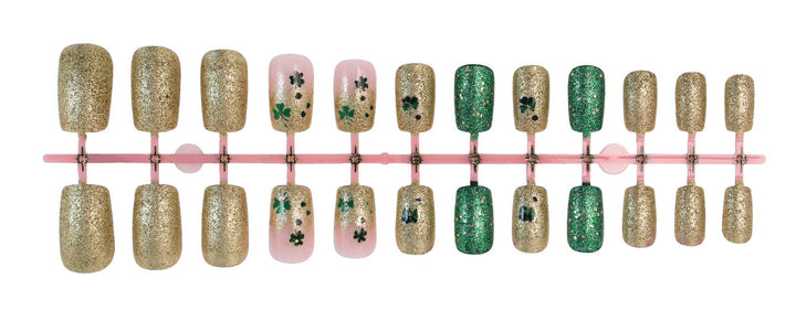 Artificial nail set with sparkling accents and floral patterns Kalsten