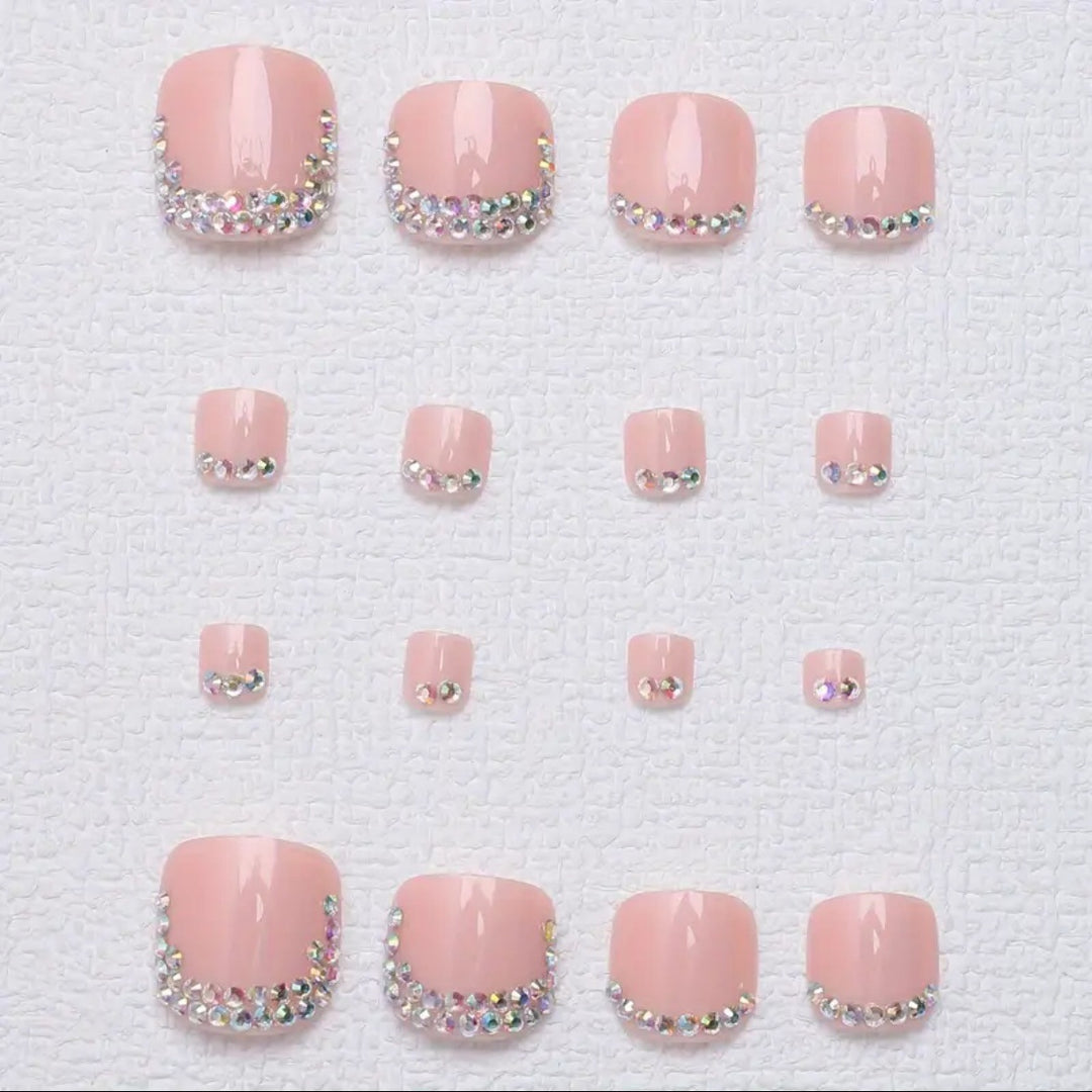 Decorative Rhinestone-Embellished Press-On Toenails 1790727372
