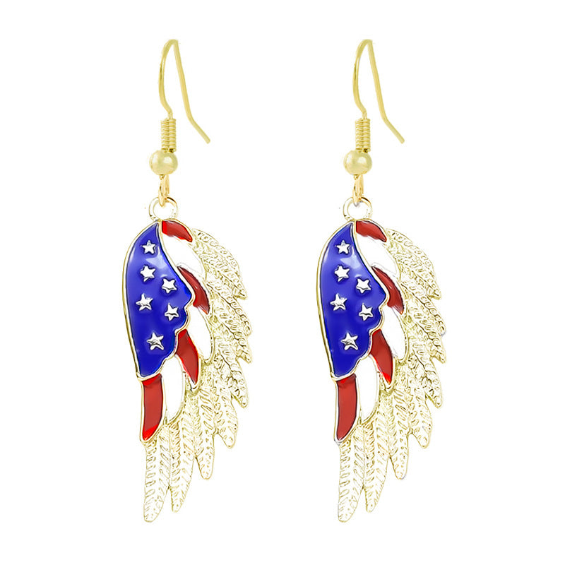 Ladies enamel earrings horseshoe with star stripe motif Kalsten