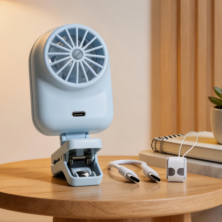 Women's portable table fan with LCD display and USB charging port Kalsten