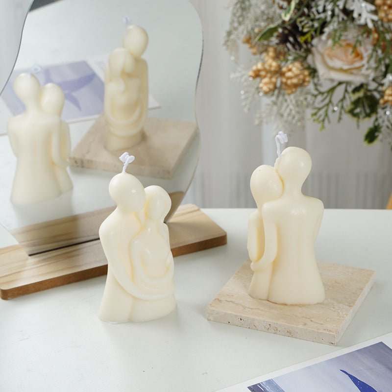 Hand-Poured Romantic Embrace Sculptural Decorative Candle