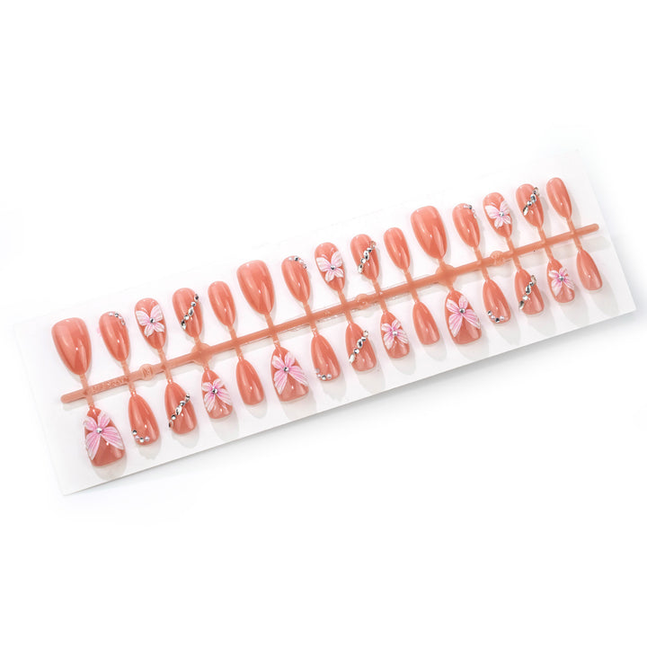 Elegant Butterfly Embellished Press-On Nail Art Kalsten
