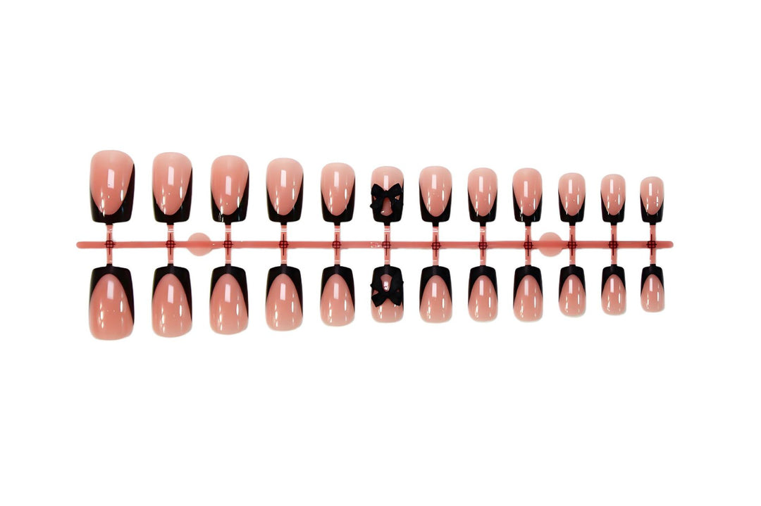 Acrylic Nail Set with Elegant Black Tips and Accessories Kalsten