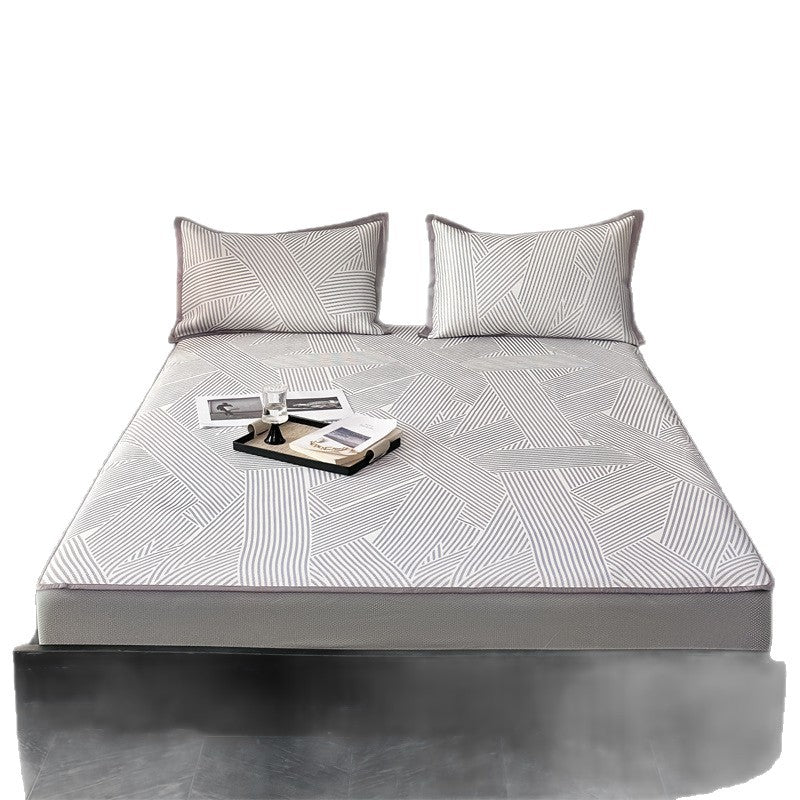 Comfort Topper Mattress Protector with Elastic Straps and Geometric Quilted Pattern