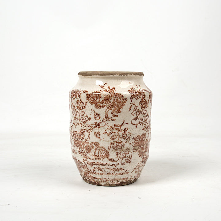 Floral ceramic flower pot with artistic pattern Kalsten