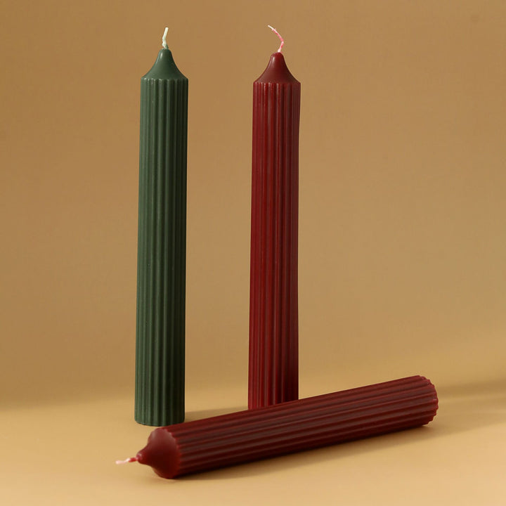 Tall Ribbed Fluted Column Decorative Tabletop Candle