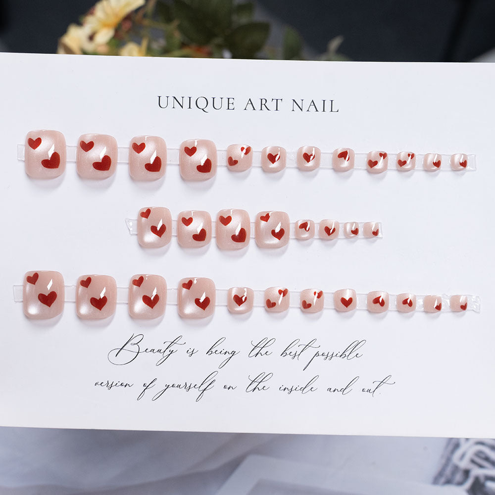 Heart-Embellished Press-On Nail Set  1791110396