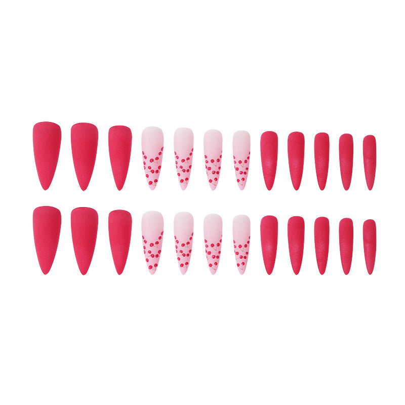 Artistic Stiletto Nail Art Set with Cherry and Matte Designs Kalsten