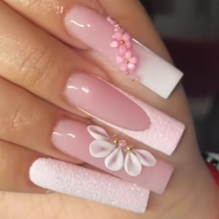 Decorative Floral 3D Press-On Nails Kalsten
