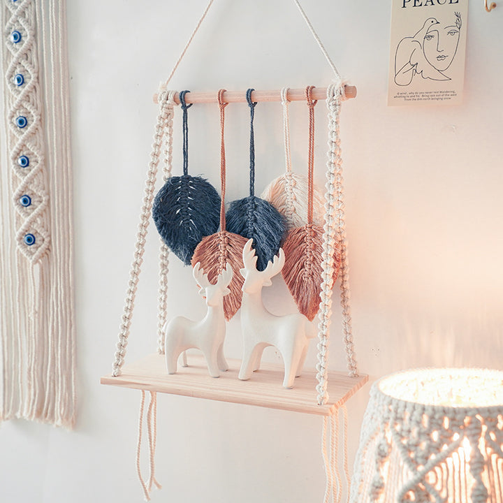 Bohemian Macrame Leaf Art Display Shelf Kalsten
