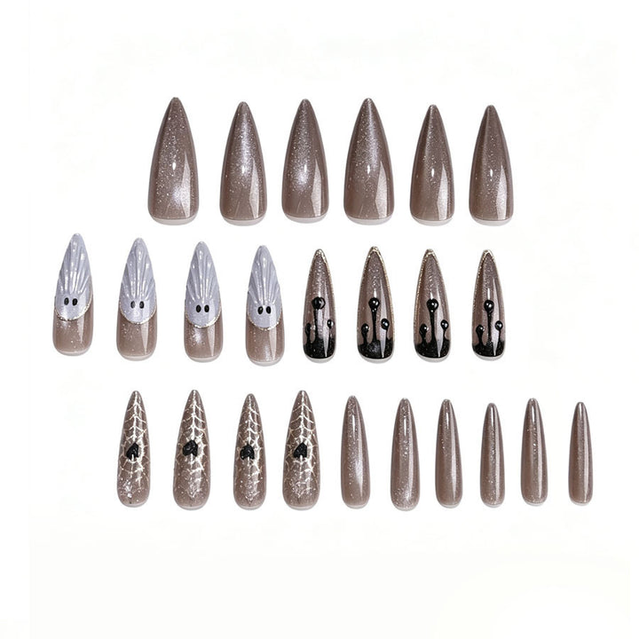 Artificial nail set with glamorous metallic elements and delicate details Kalsten