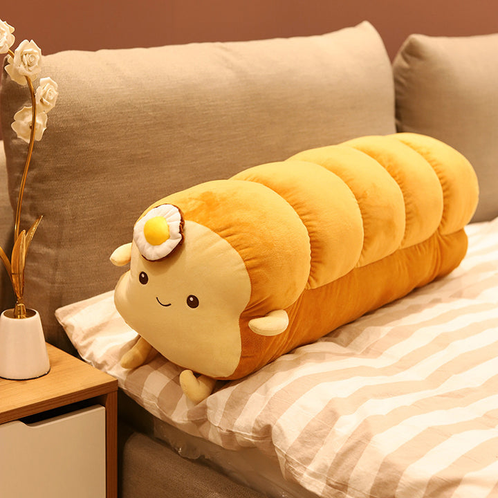 Kawaii Toast-Shaped Plush Decorative Cushion with Egg Applique Kalsten