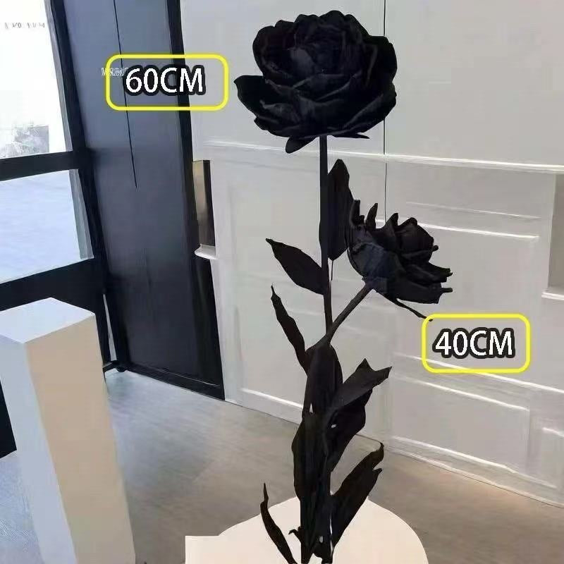 Artistic Decorative Black Rose Sculpture