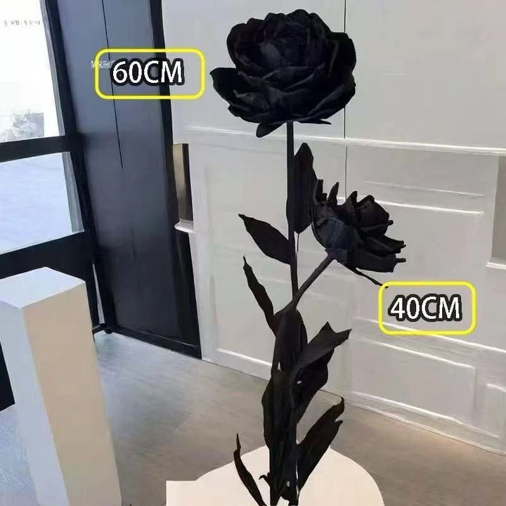 Lifelike Black Rose Decorative Sculpture