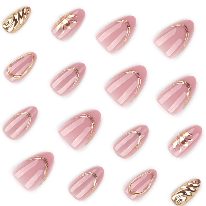 Elegant and artistic nail art with golden accents Kalsten