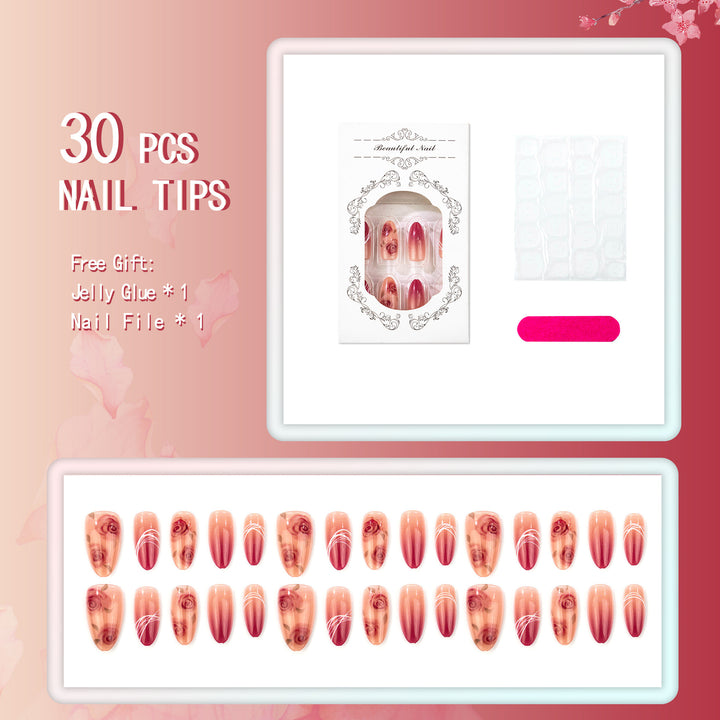 Elegant Rose Design Press-On Nail Set