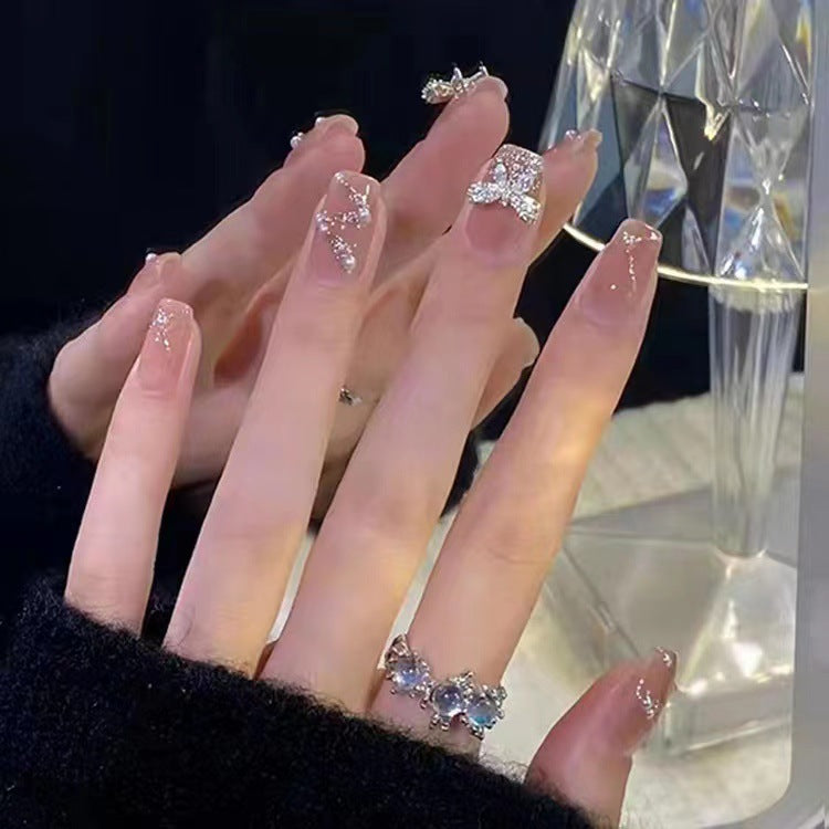 Glamorous glitter artificial nails with butterfly element Kalsten