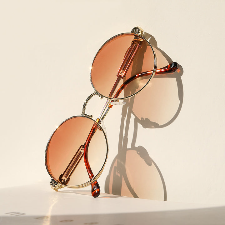 Women's round vintage sunglasses with exclusive metal frame Kalsten