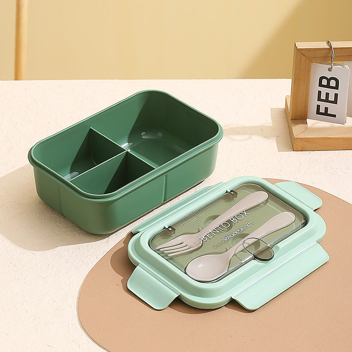 Multi-Compartment Bento Lunch Box with Integrated Utensils