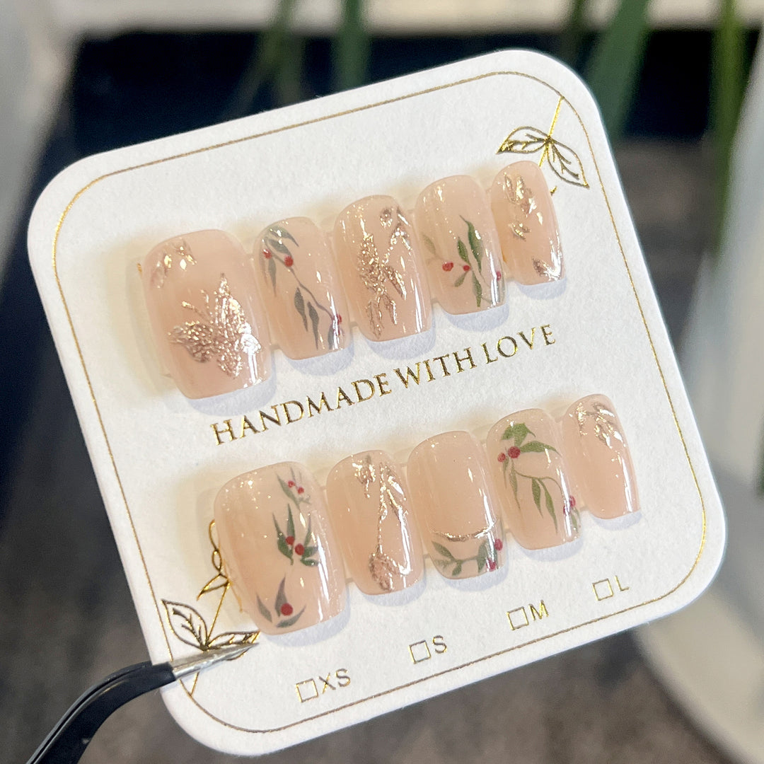 Artistic nail extensions with floral patterns Kalsten