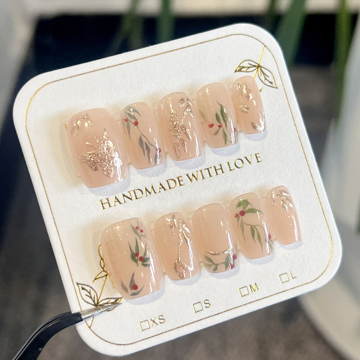 Artistic nail extensions with floral patterns Kalsten