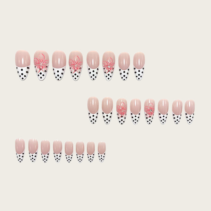 Artificial nails with elegant flower design and dots Kalsten