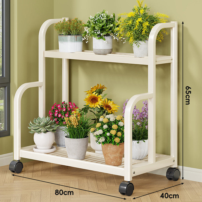 Three-Tier Rolling Metal Plant Display Shelf