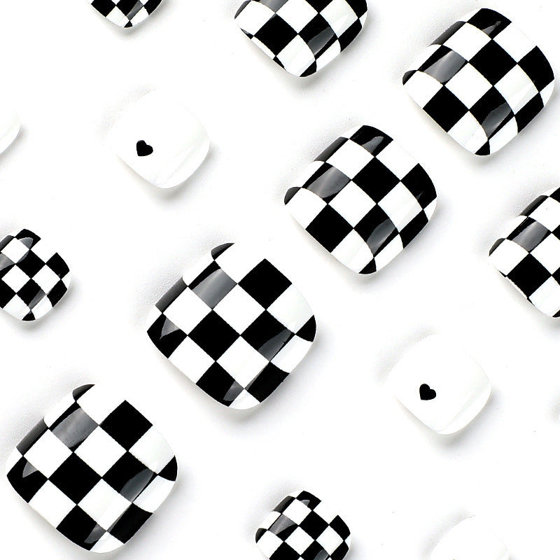 Artificial Nail Set with Attractive Chessboard Design Kalsten